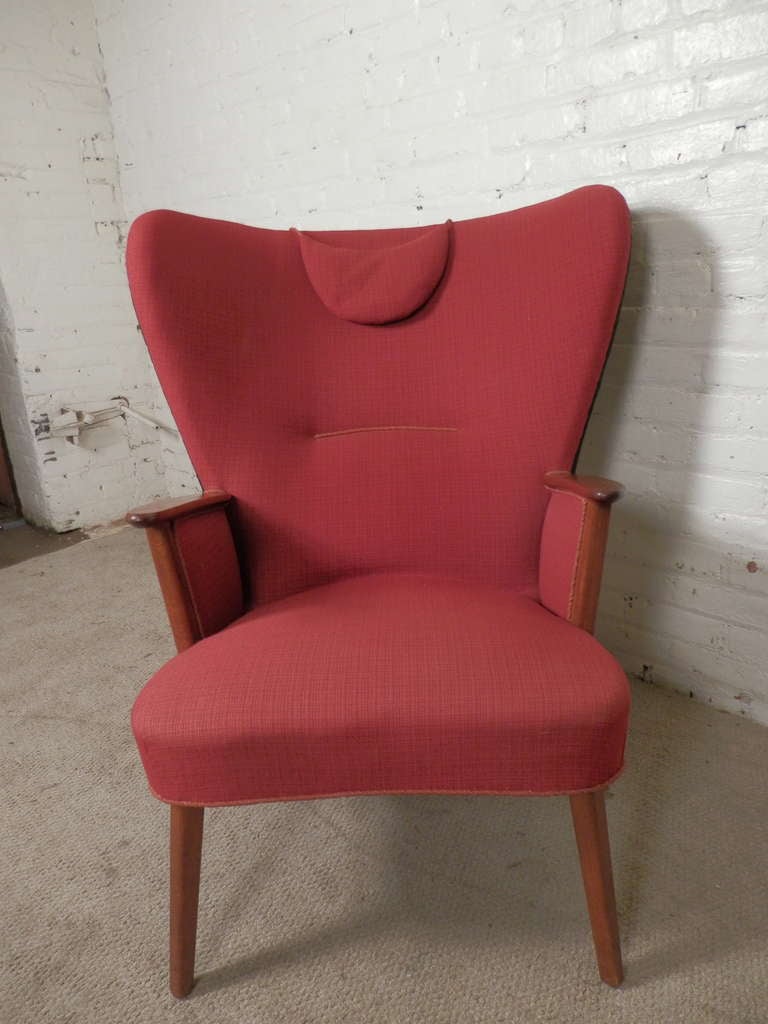 Mid-Century Modern Hans Wegner Inspired Vintage Modern Wing Back Chair