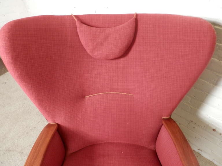 American Hans Wegner Inspired Vintage Modern Wing Back Chair