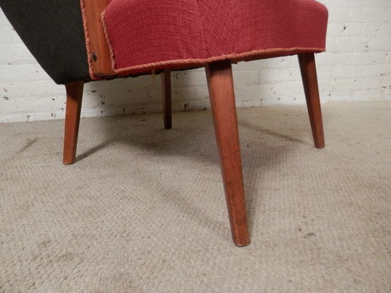 Hans Wegner Inspired Vintage Modern Wing Back Chair 1