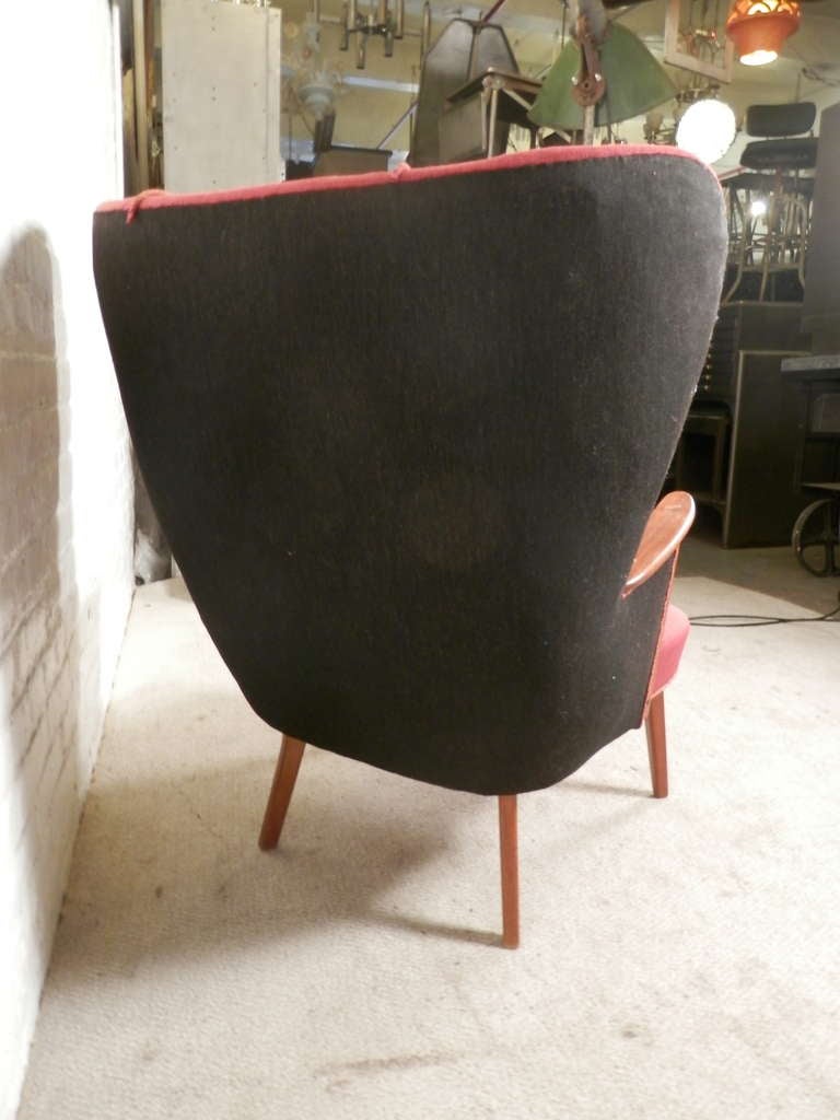Hans Wegner Inspired Vintage Modern Wing Back Chair 2