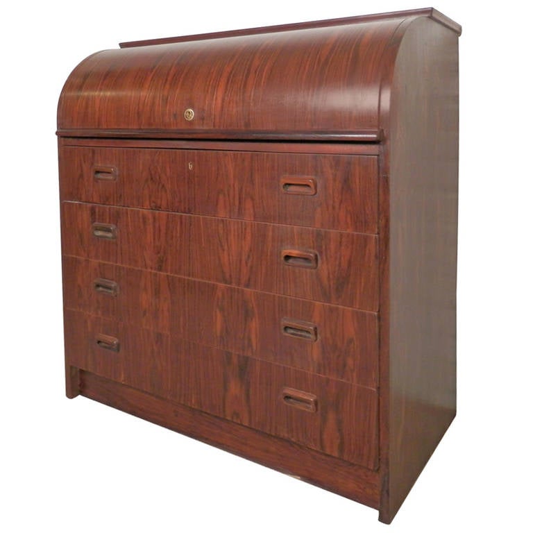 Danish MidCentury Rosewood Roll Top Dresser at 1stDibs