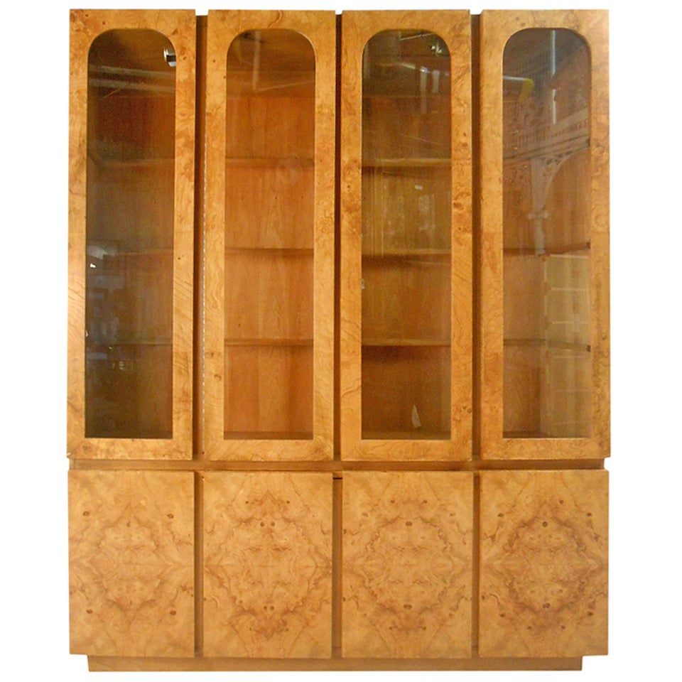 Mid-Century Modern Baughman Style Burlwood Display Cabinet Server for Lane