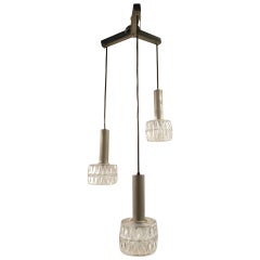 Mid-Century Modern Three Pendant Chandelier