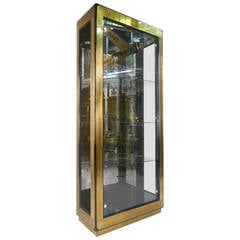 Mid-Cenury Modern Black Lacquer and Brass Mastercraft Display Cabinet