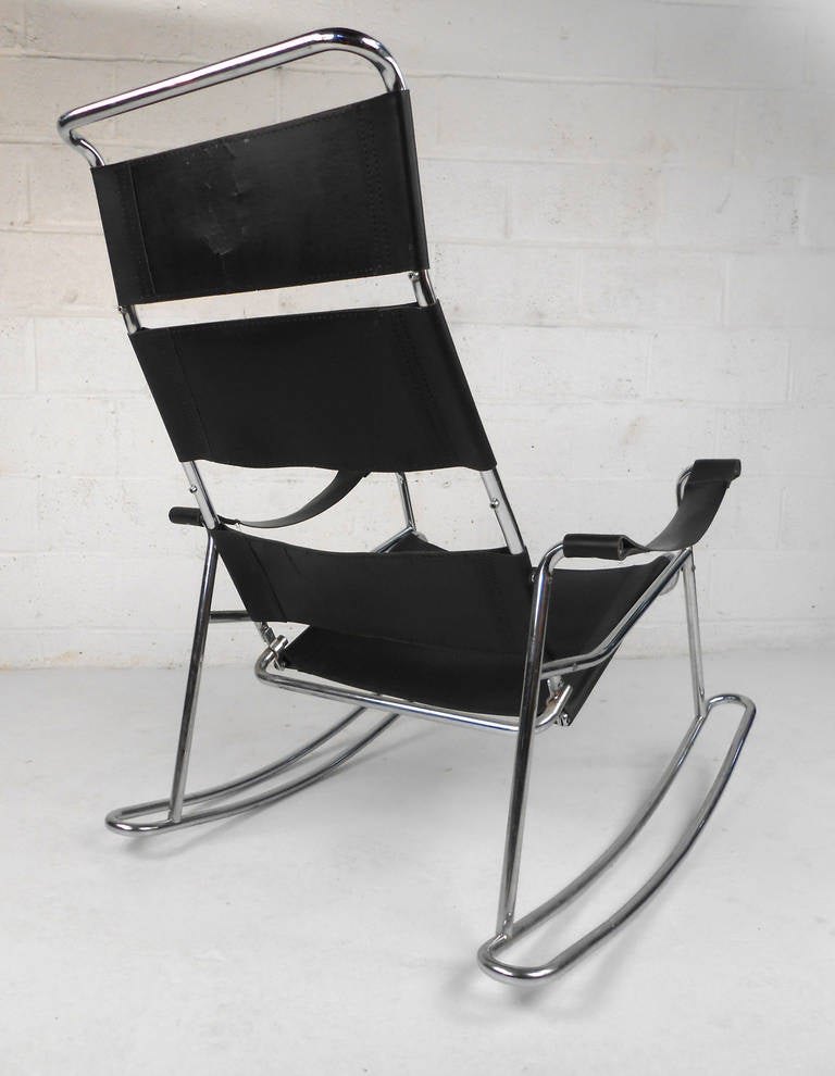 leather strap chair mid-century modern