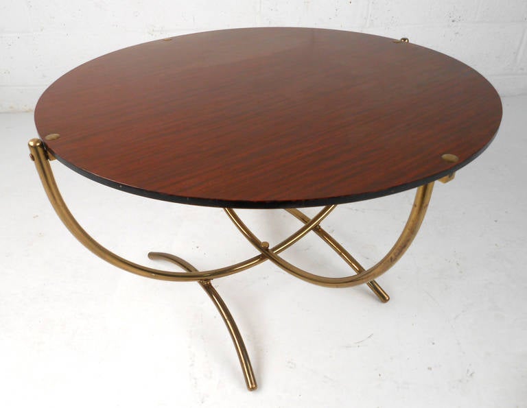 Mid-Century Modern Mid-century Coffee Table with Brass Base For Sale