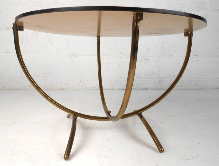 Unknown Mid-century Coffee Table with Brass Base For Sale