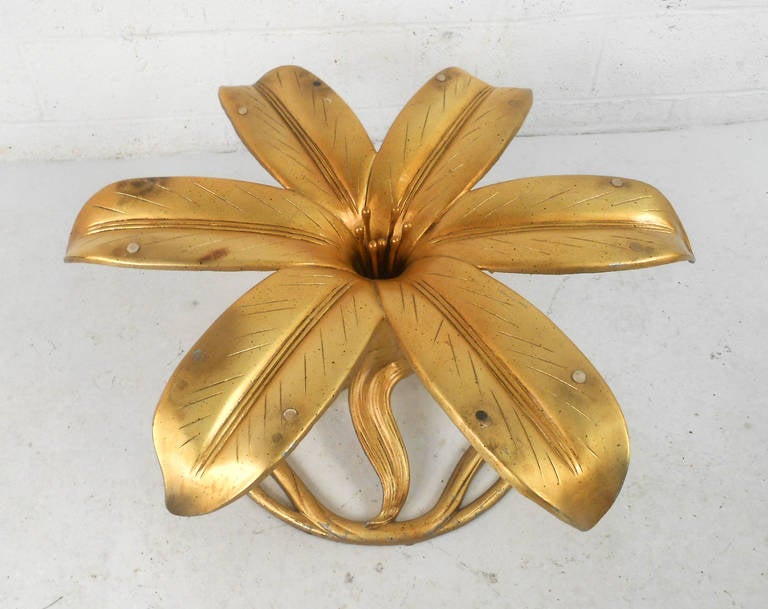 Midcentury Arthur Court Style Gilt Lily Coffee Table 2