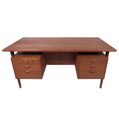Vintage Danish Modern Teak Double-Sided Desk