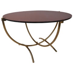 Midcentury Coffee Table with Brass Base