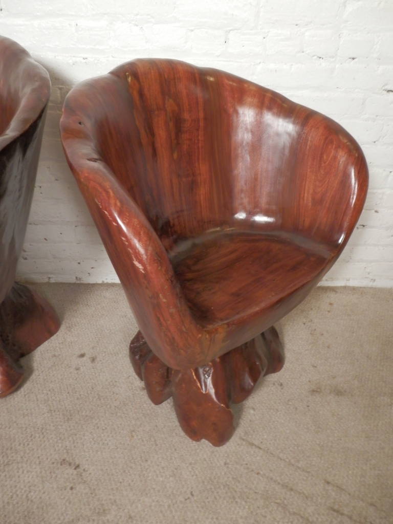 Incredible Live Edge Sculpted Chairs In Good Condition In Brooklyn, NY