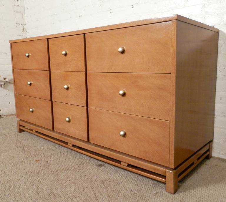 Vintage modern nine drawer dresser by Kent Coffey for their 