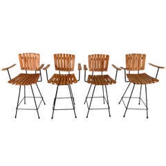 Set of Arthur Umanoff Style Slat Stools