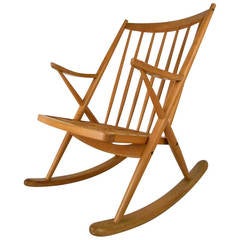 Mid-Century Modern Maple Spoke Back Rocking Chair