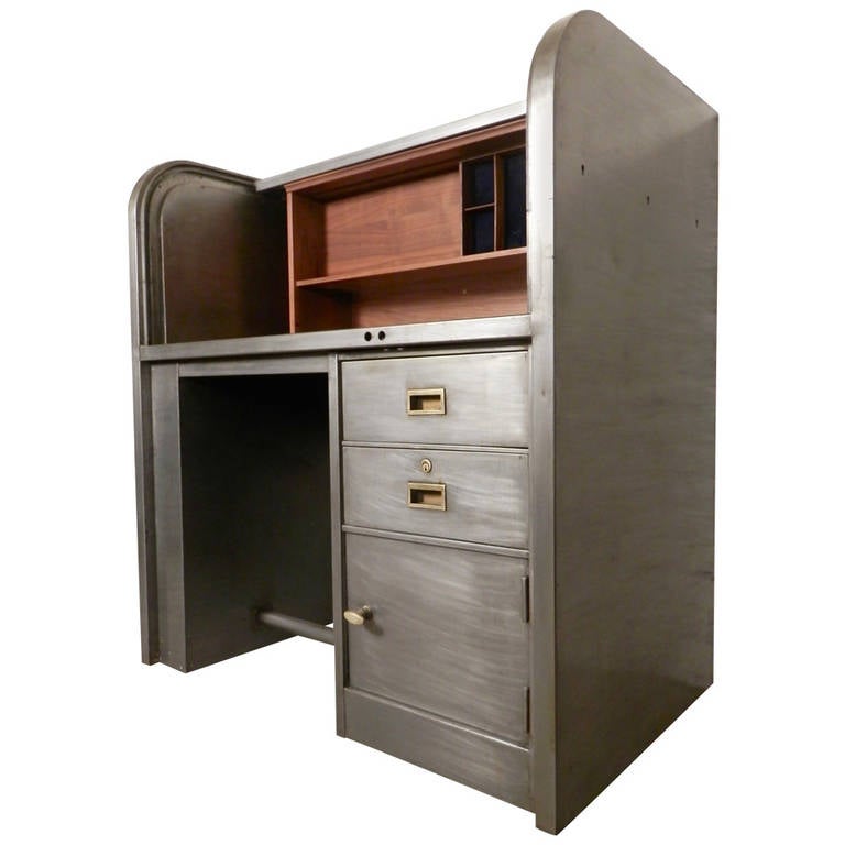 Metal Mobile Podium Or Hostess Stand At 1stdibs Metal Roll Top Watchmaker Desk