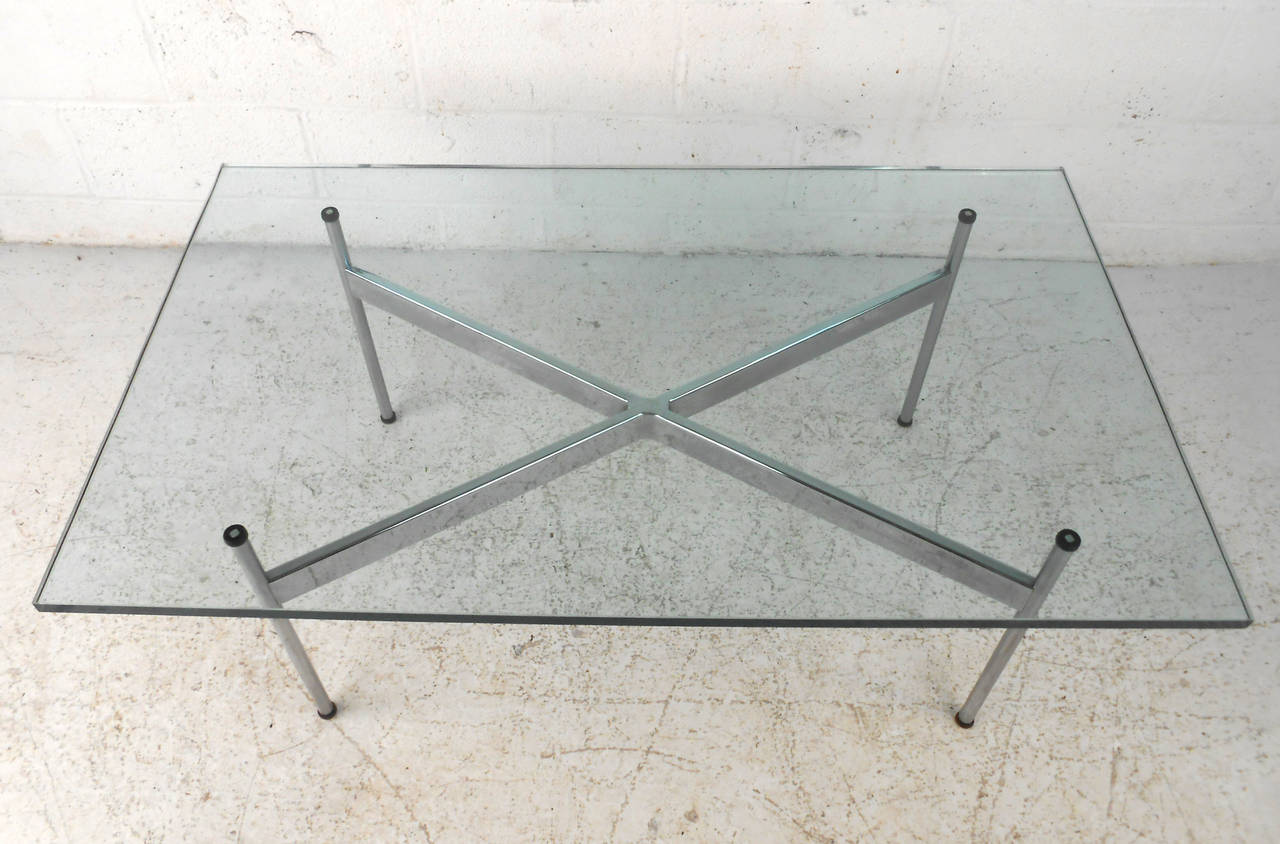 Mid-20th Century Mid-Century Modern Chrome and Glass Coffee Table for Laverne International