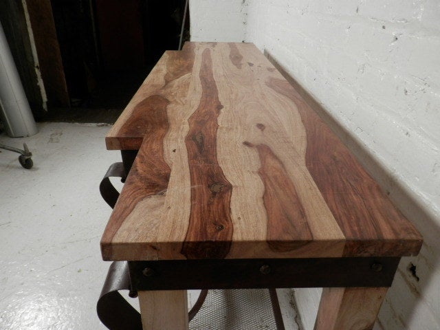 20th Century Beautiful Metal And Wood Console Table