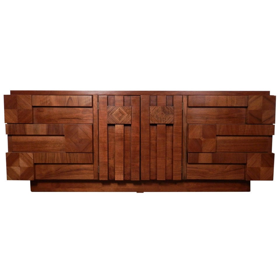 Brutalist Style Nine Drawer Dresser By Lane