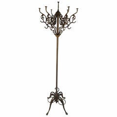 Unique Victorian Style Cast Iron Coat & Hat Rack