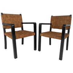 Pair Unique Mid-Century Modern Rope Side Chairs
