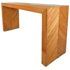 Mid-Century Modern Gabriella Crespi Style Bamboo Rattan Console Table