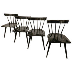 Set of Sleek Black Mid-Century Chairs by Paul McCobb