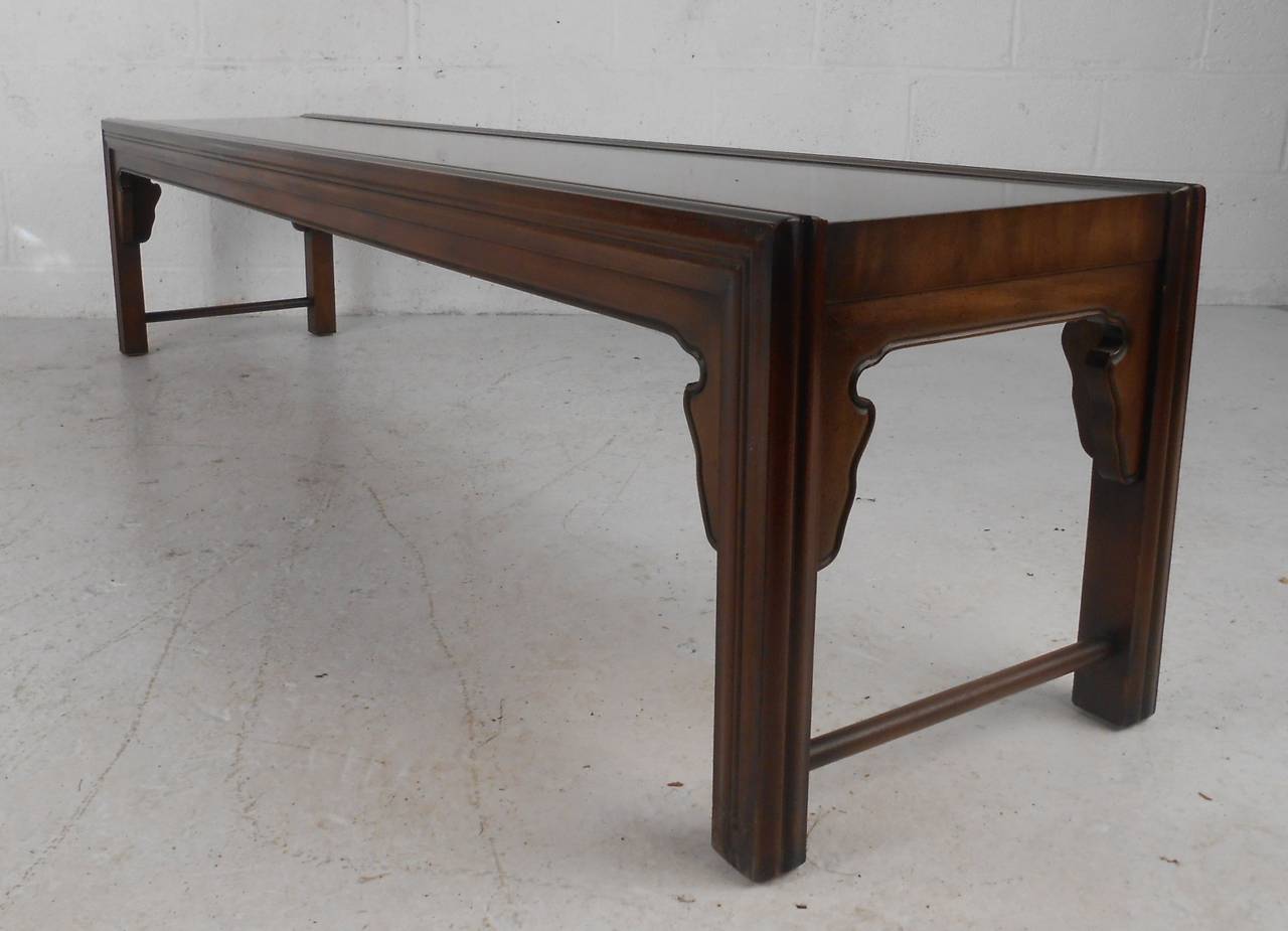 Vintage modern coffee table or bench by John Widdicomb makes a striking addition to home or business seating area. Striking and impressive low table makes an impressive addition to any interior. Please confirm item location (NY or NJ) with dealer.