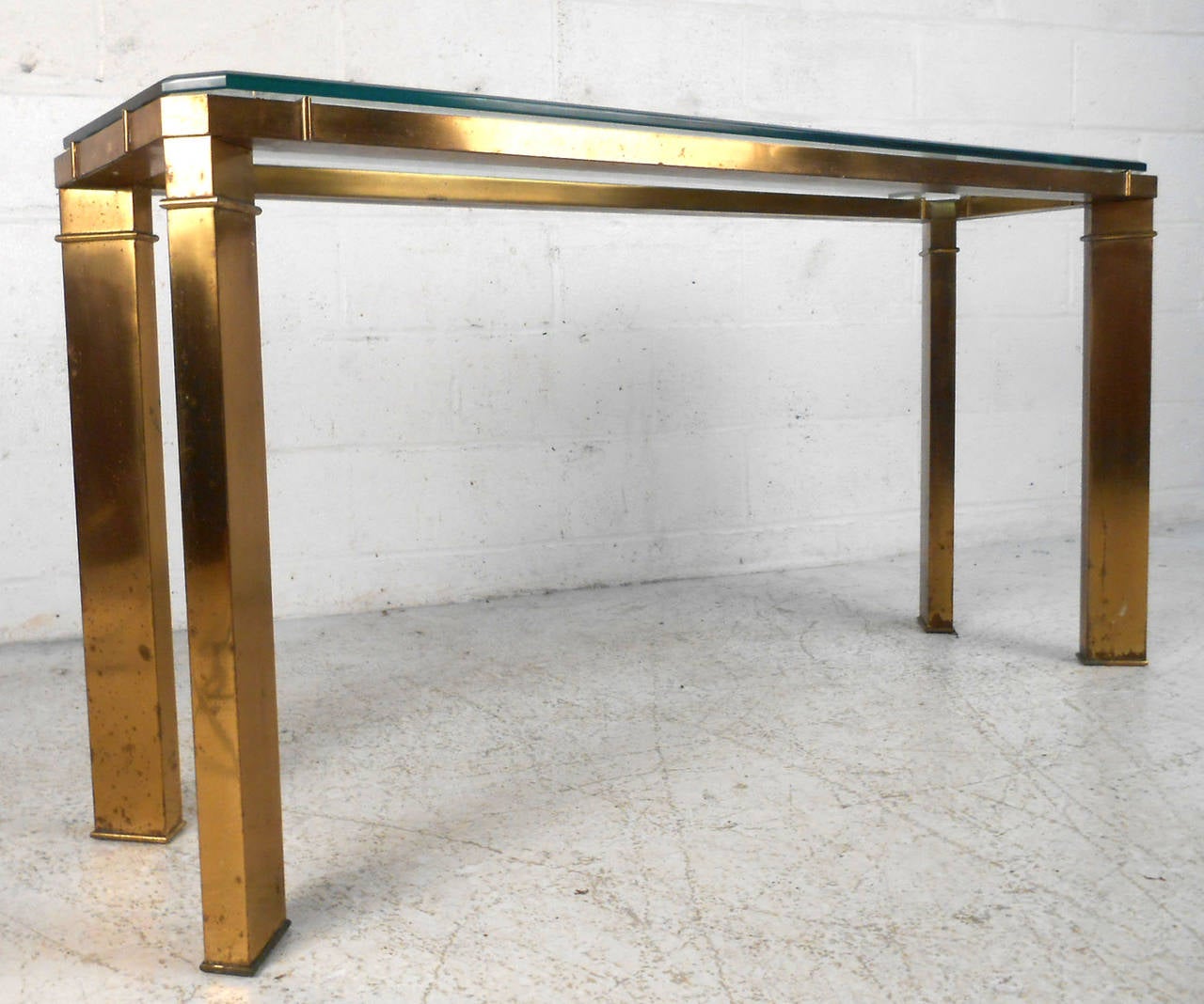 American Mid-Century Brass and Glass Console Table by Mastercraft