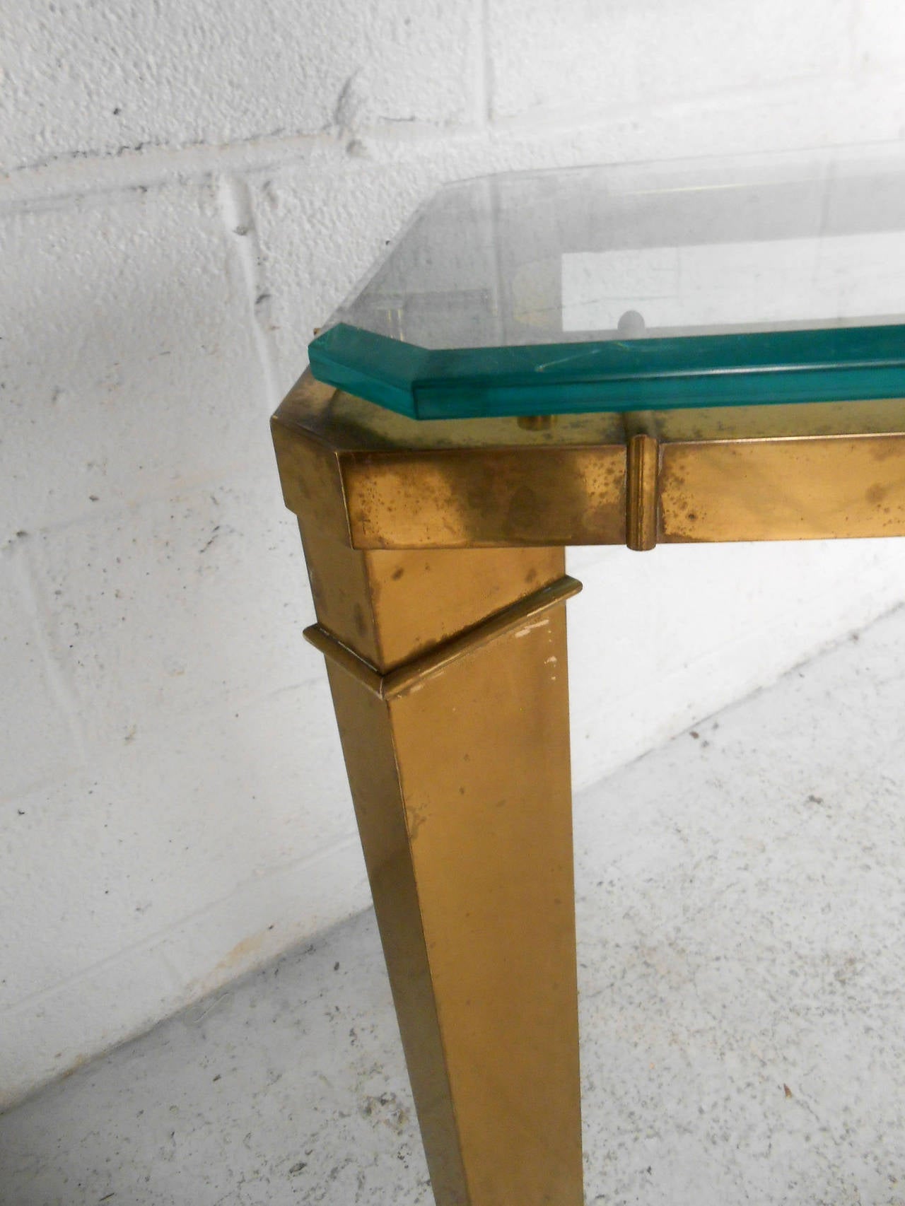Mid-20th Century Mid-Century Brass and Glass Console Table by Mastercraft
