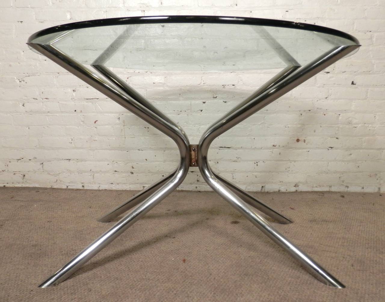 Mid-20th Century Mid-Century Polished Chrome 'X' Base Table