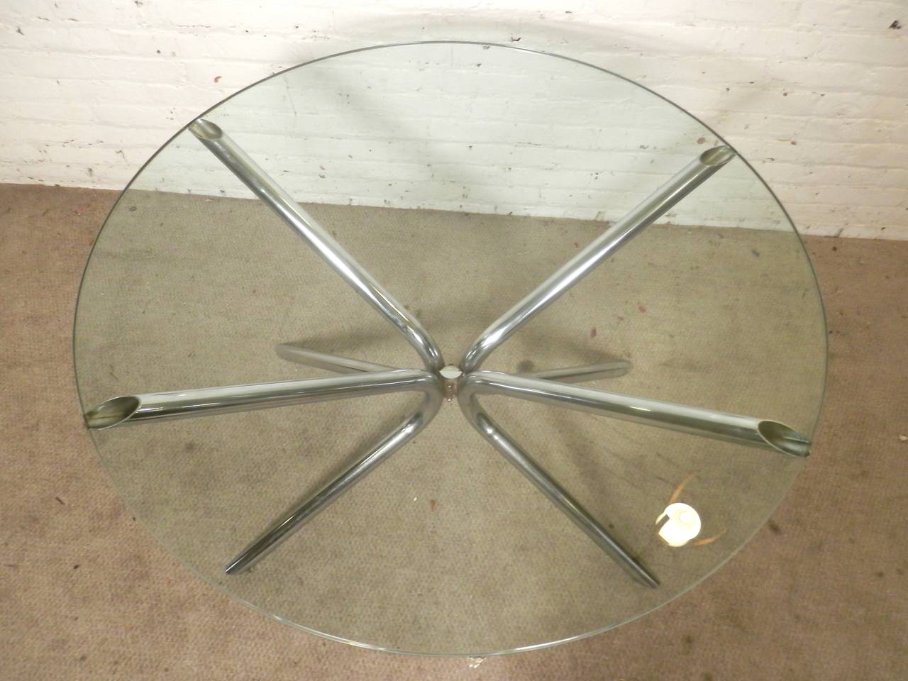 American Mid-Century Polished Chrome 'X' Base Table