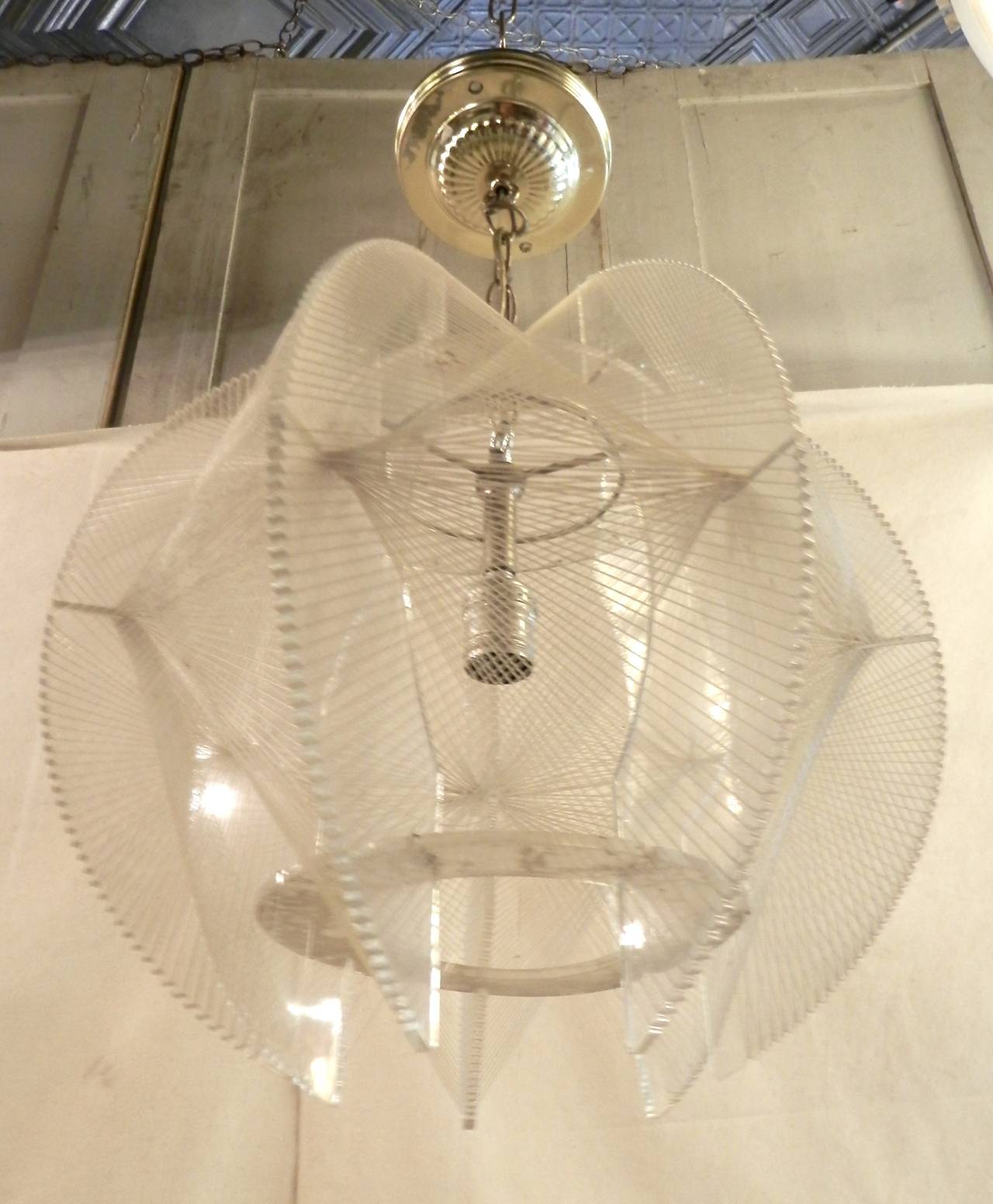 American Mid-Century Modern Lucite & String Paul Secon Pendant