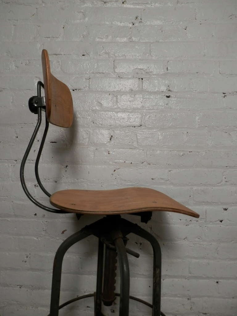 Industrial Pair Of Vintage Drafting Stools By Charles Bruning