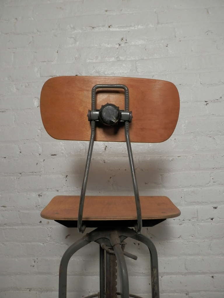 American Pair Of Vintage Drafting Stools By Charles Bruning