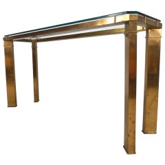 Mid-Century Brass and Glass Console Table by Mastercraft