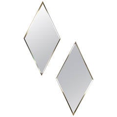 Pair of Unique Mid-Century Modern LaBarge Style Diamond Wall Mirrors 9