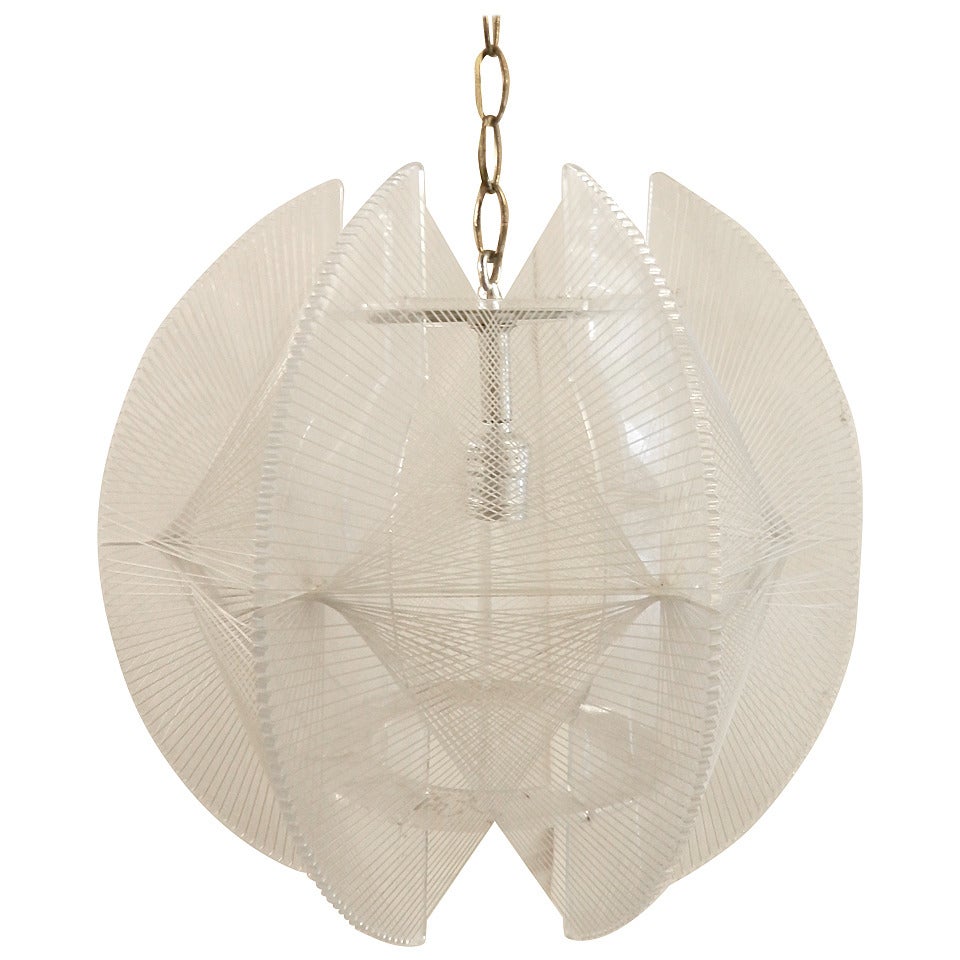 Mid-Century Modern Lucite & String Paul Secon Pendant