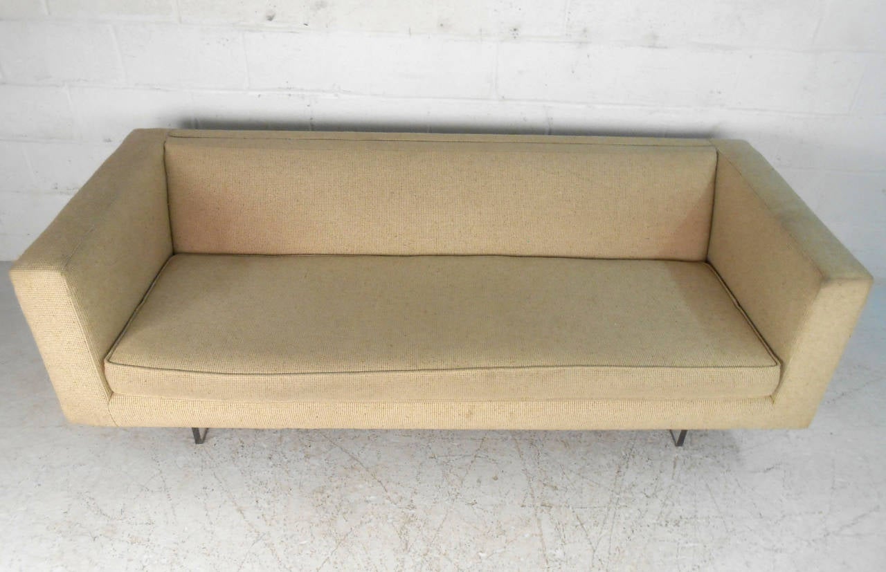 Fabric Modern Harvey Probber Style Sofa on Lucite Base