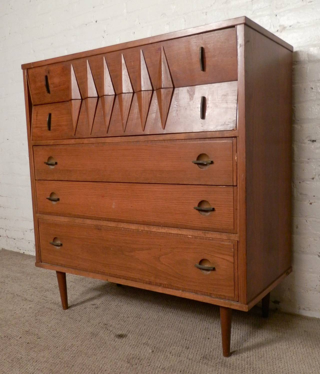 American Unique Mid-Century Diamond Front Dresser