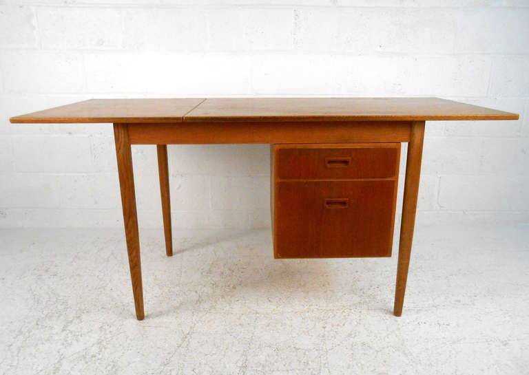 Danish Scandinavian Modern Drop-Leaf Desk in Teak