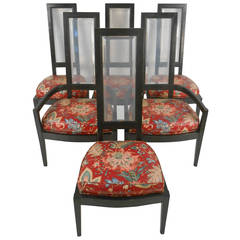 Six Vintage Dining Room Chairs with Lucite Back