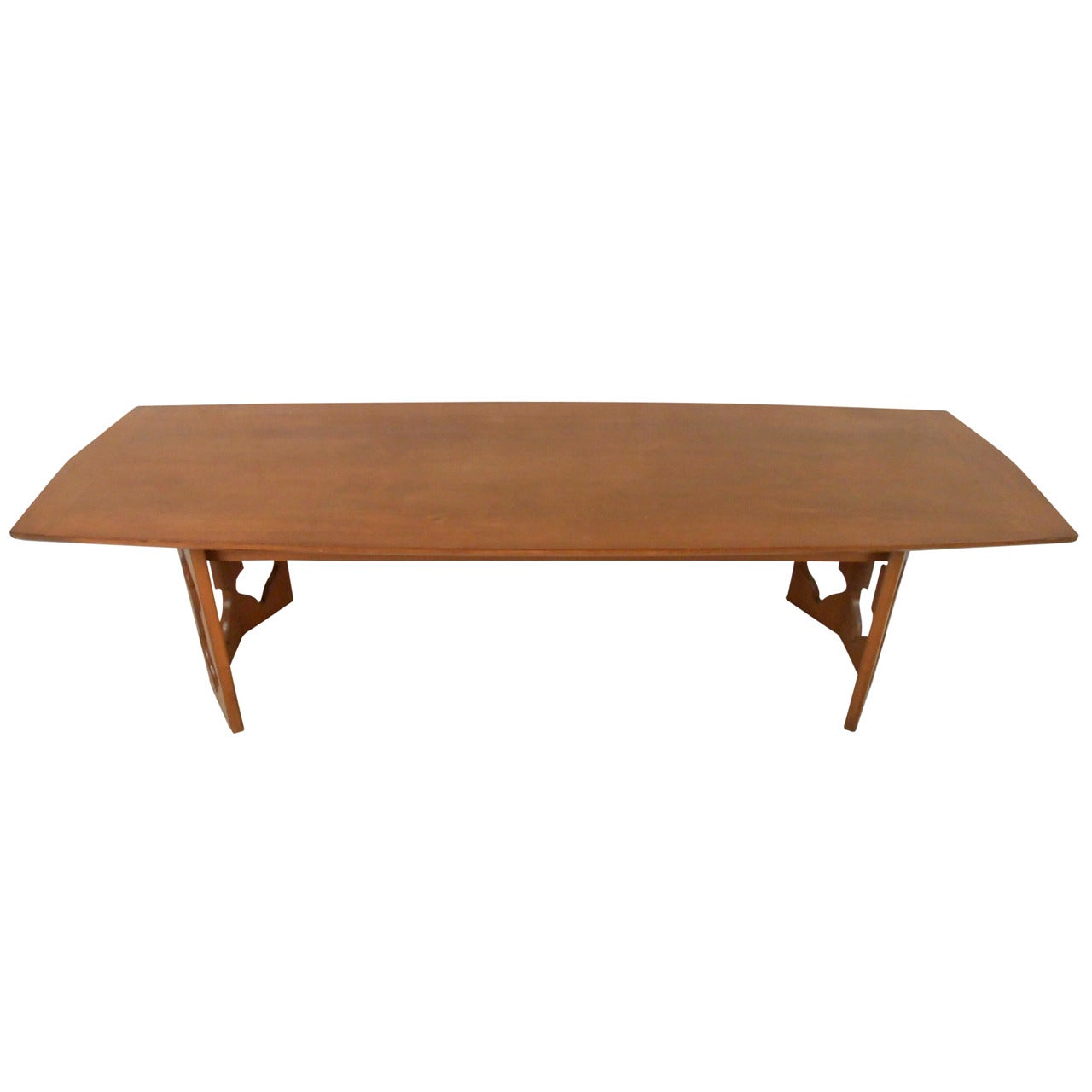 This wonderful mixture of clean mid-century design with unique sculptural style base adds a unique table to any seating area. Perfect for living room or waiting room this subtle mid-century addition is versatile and well-constructed. Please confirm