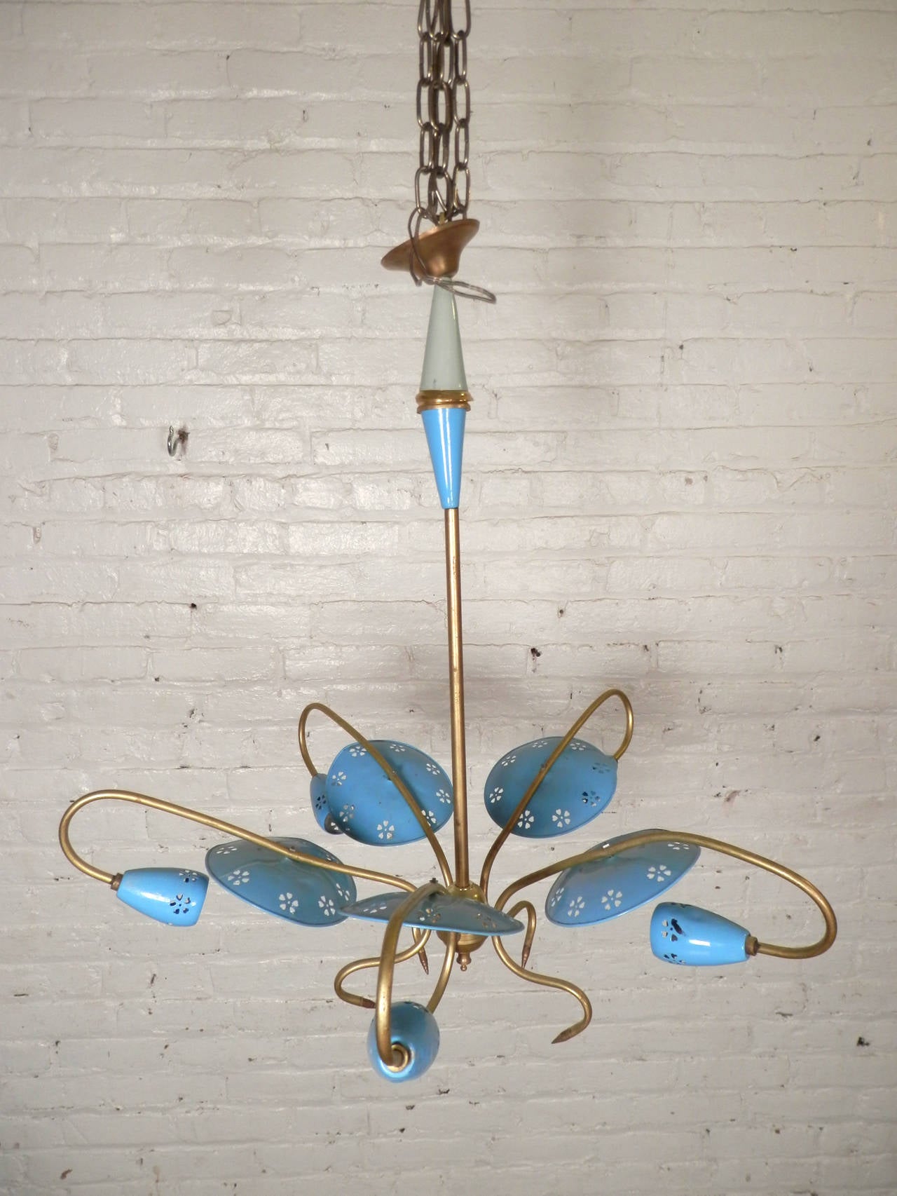 Unusual MidCentury Painted Metal Chandelier For Sale at 1stDibs