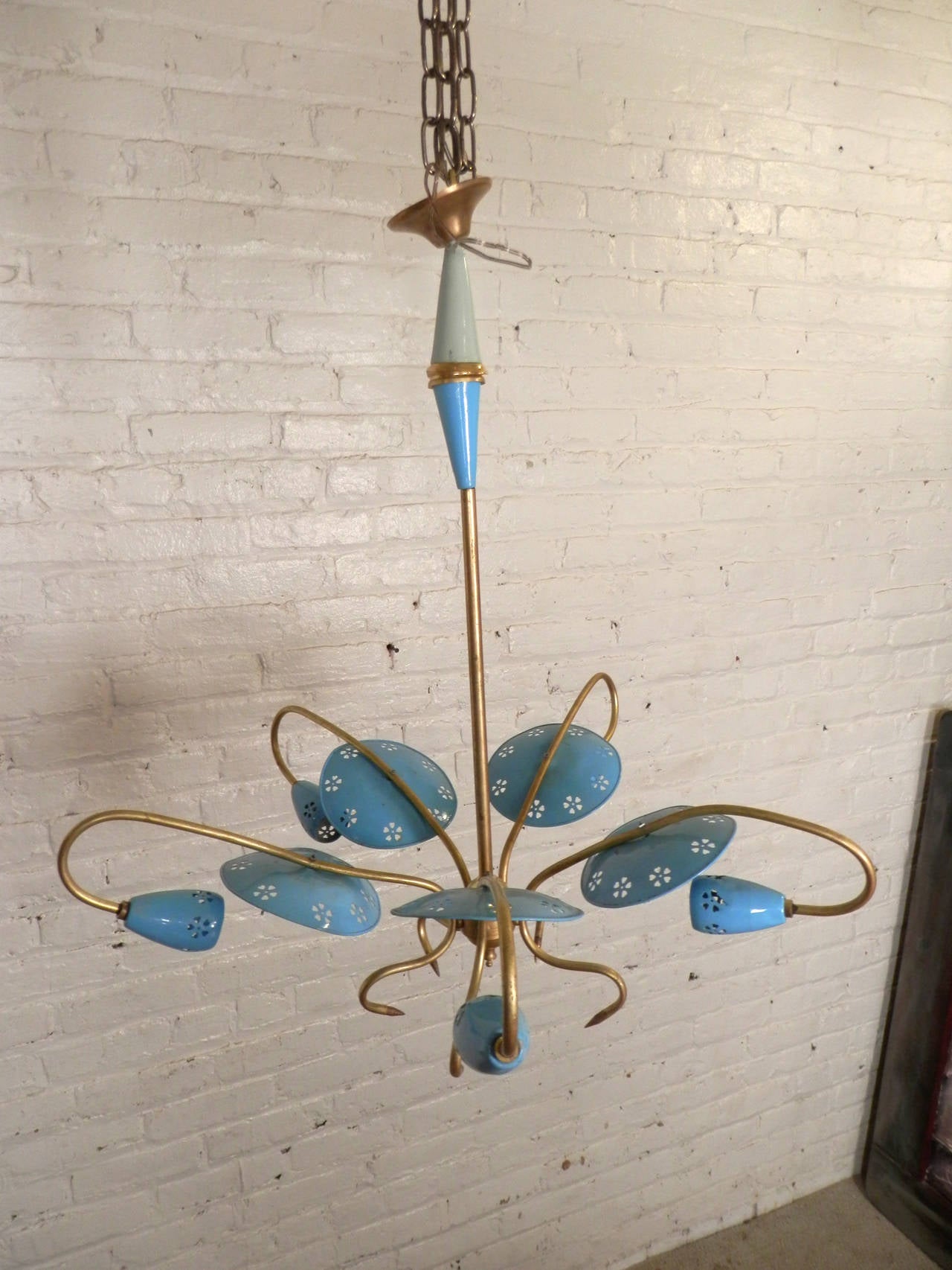 Unusual MidCentury Painted Metal Chandelier For Sale at 1stDibs