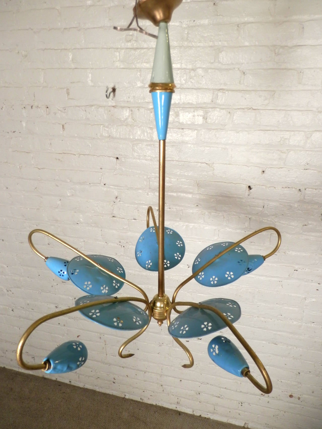 Unusual MidCentury Painted Metal Chandelier For Sale at 1stDibs