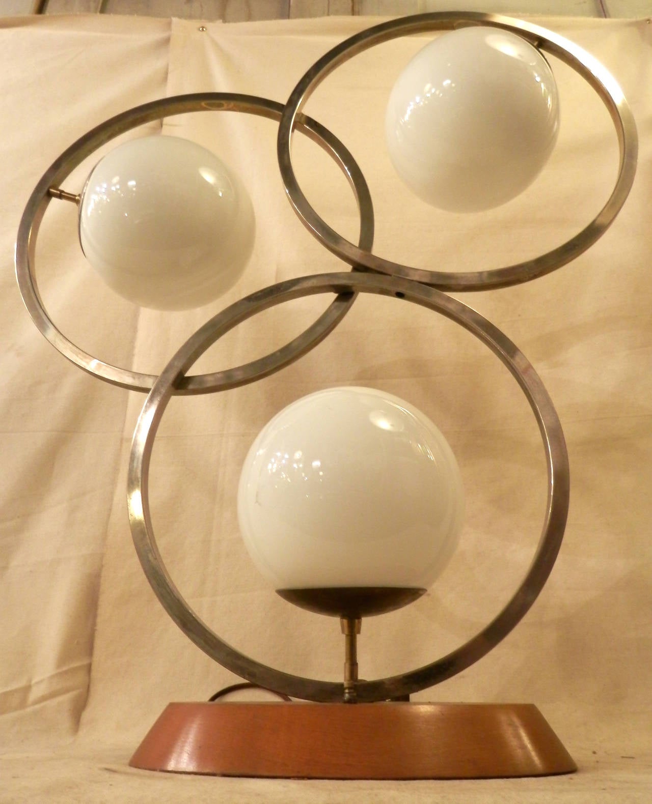 Mid-20th Century Mid-Century Sculpted Chrome & Globe Table Lamp