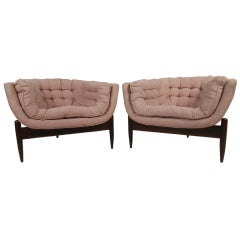 Pair of Mid Century Modern Barrel Back Lounge Chairs
