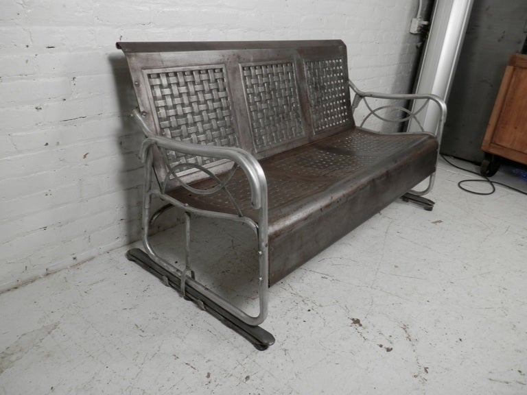metal glider bench vintage