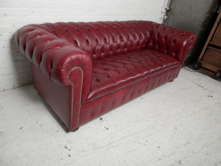 Vintage Leather Tufted Chesterfield Sofa