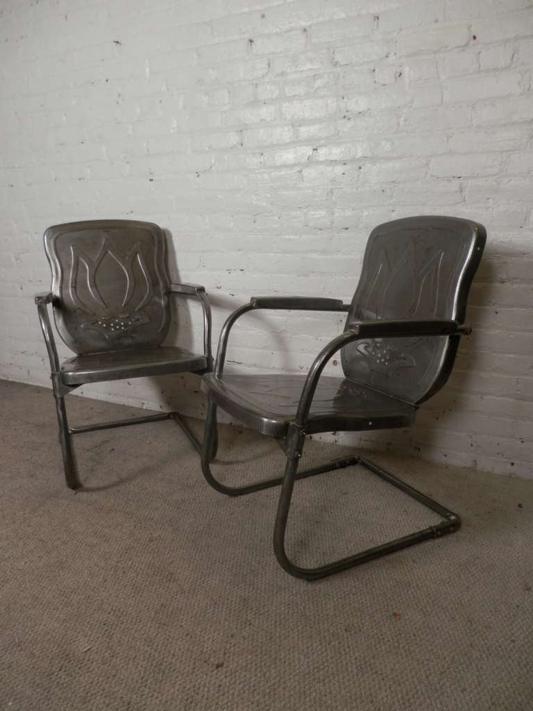 Vintage Outdoor Seating In Bare Metal Finish 2
